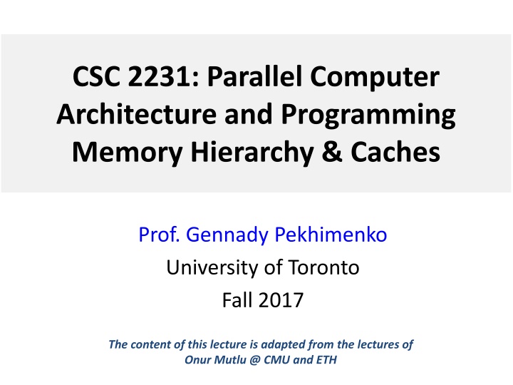 csc 2231 parallel computer architecture