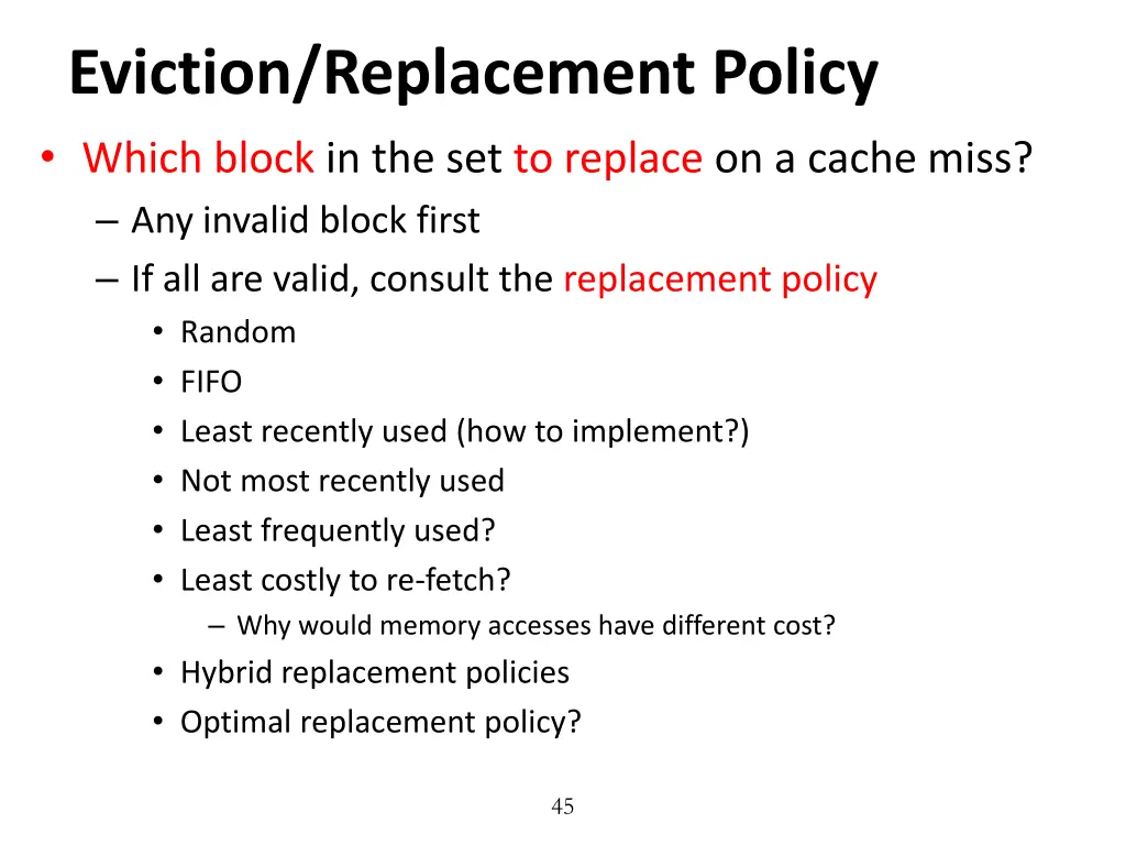 eviction replacement policy which block