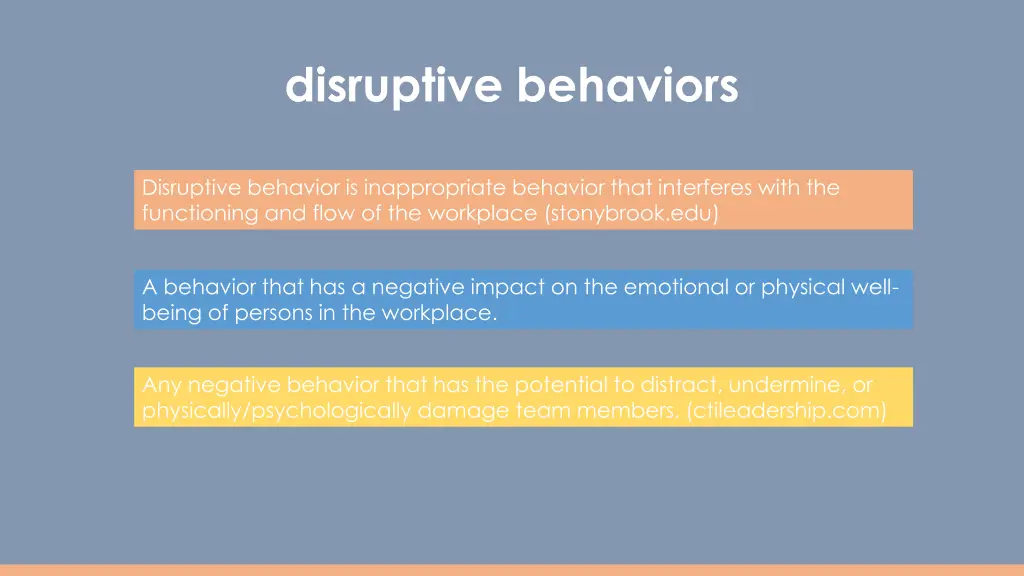 disruptive behaviors