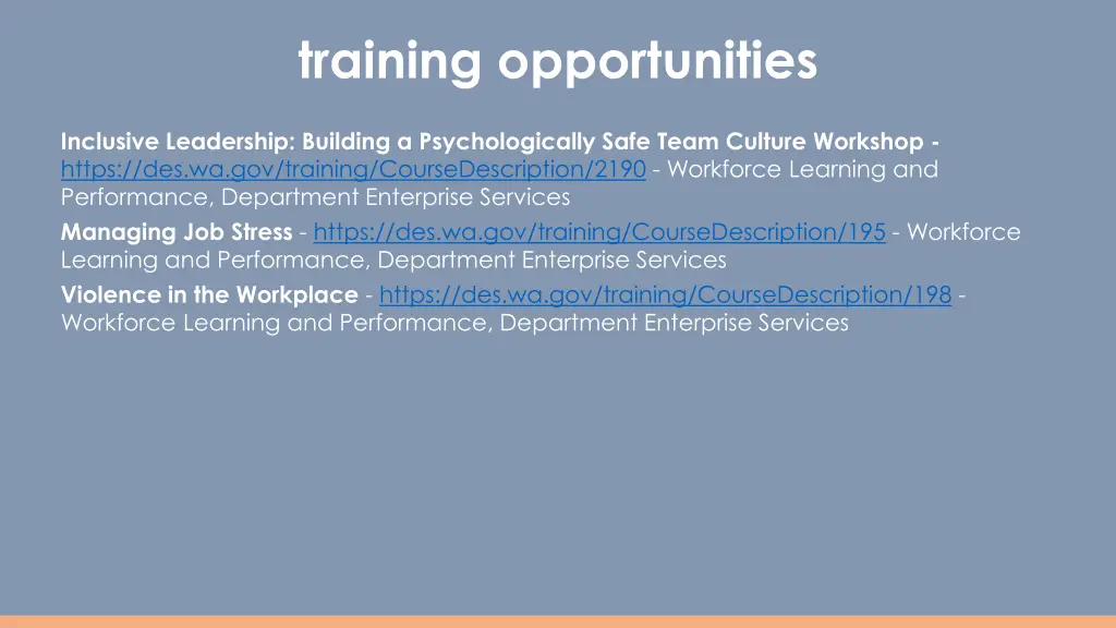 training opportunities