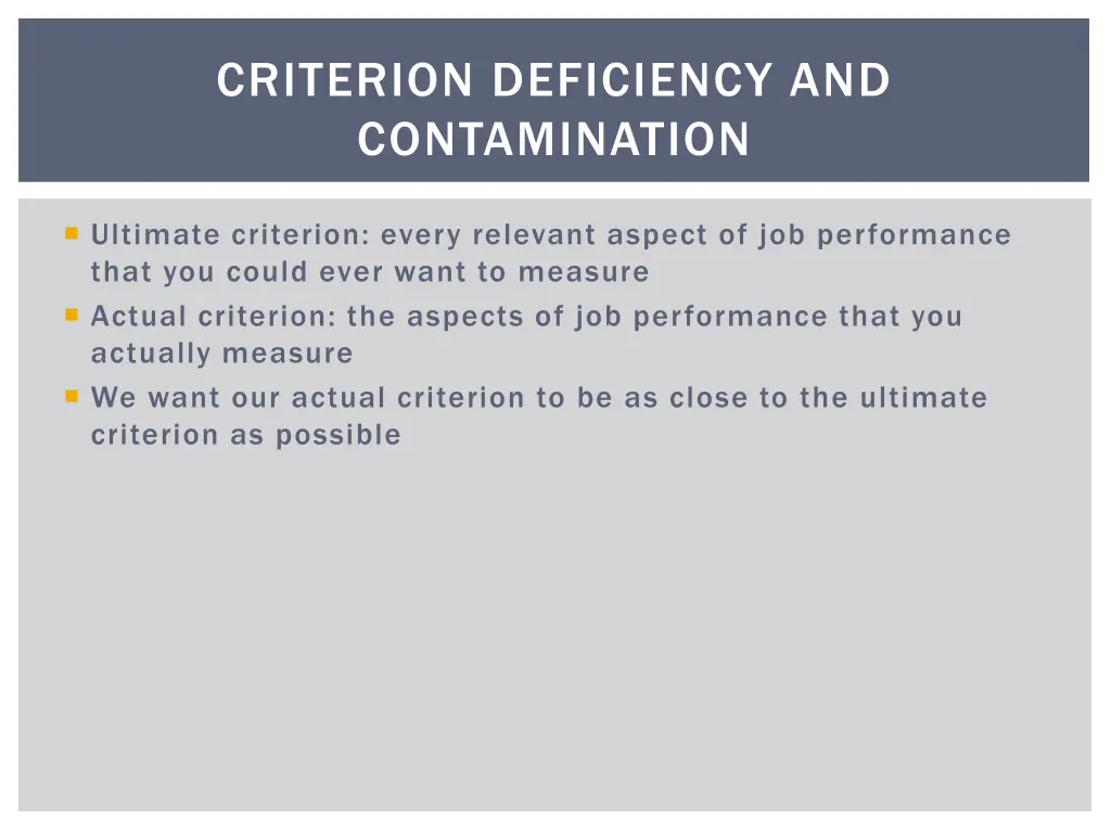 criterion deficiency and contamination