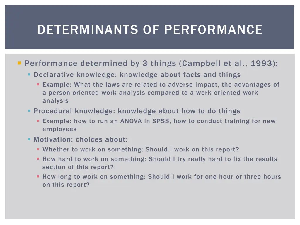 determinants of performance