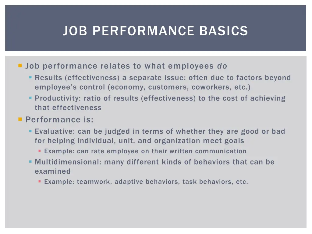 job performance basics