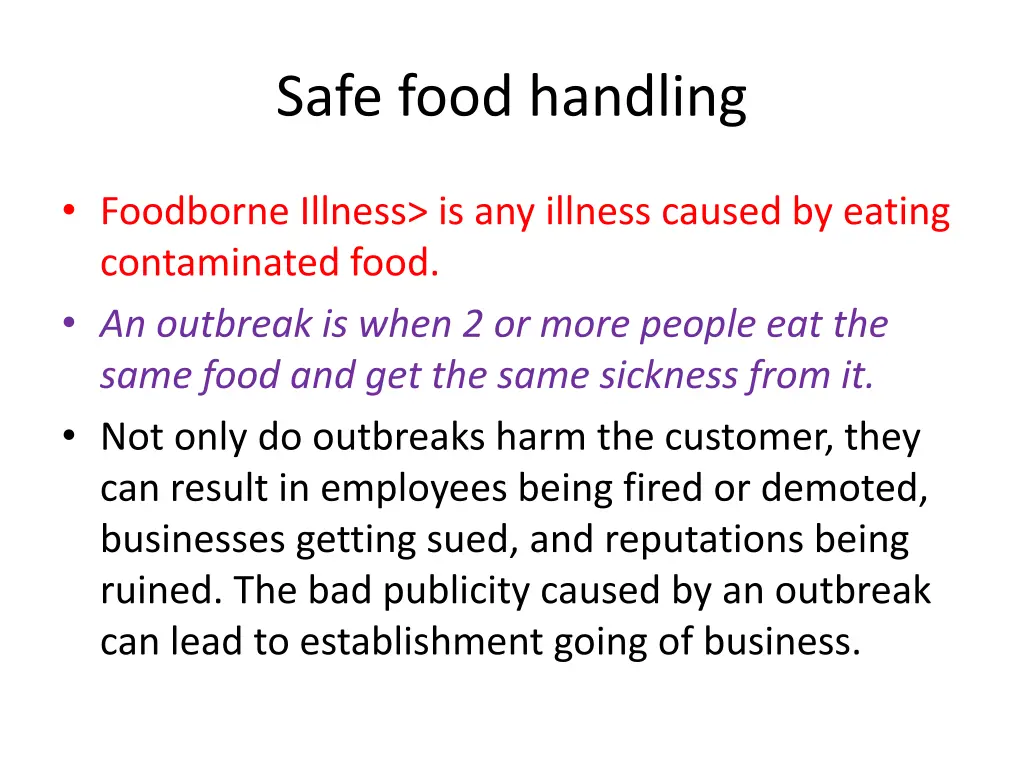 safe food handling