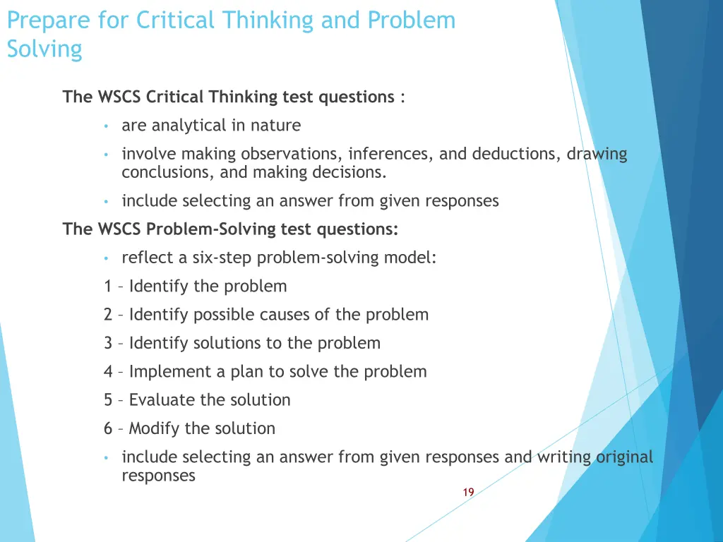 prepare for critical thinking and problem solving