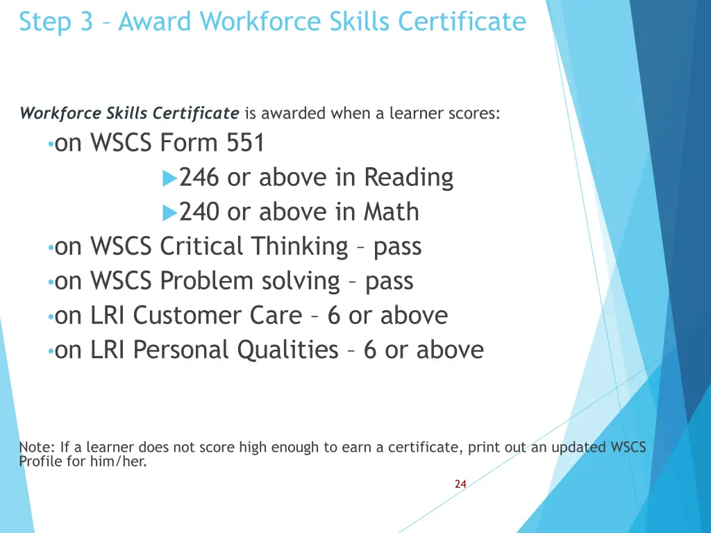 step 3 award workforce skills certificate