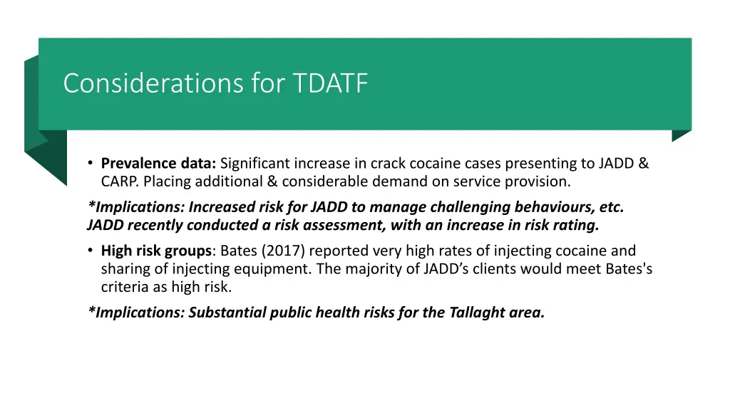 considerations for tdatf