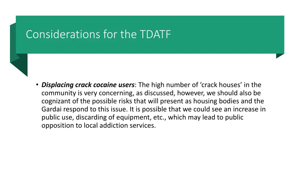 considerations for the tdatf