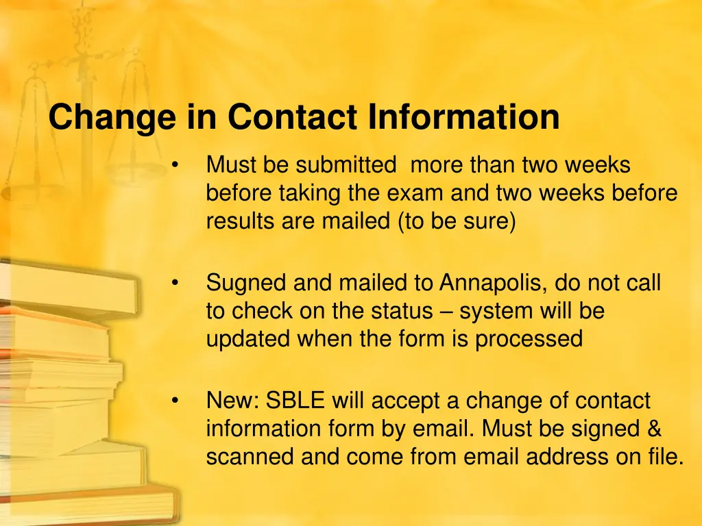 change in contact information