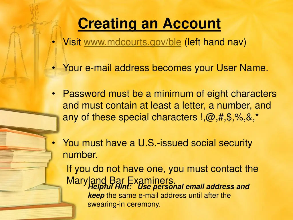 creating an account visit www mdcourts