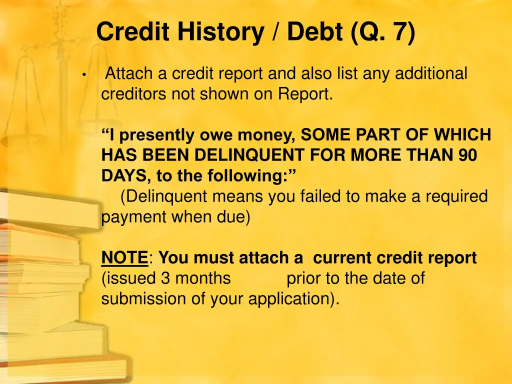 credit history debt q 7