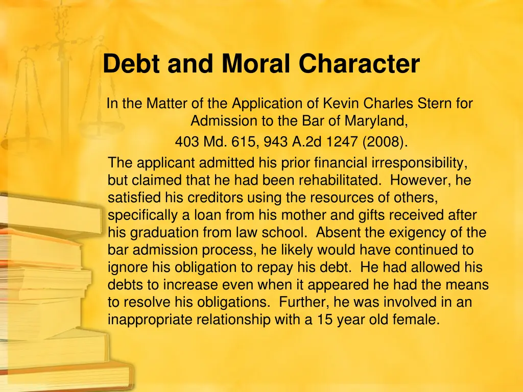 debt and moral character