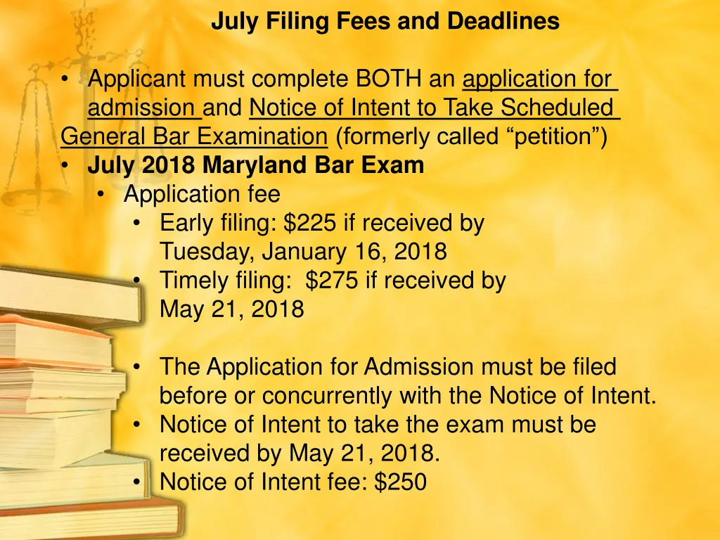 july filing fees and deadlines