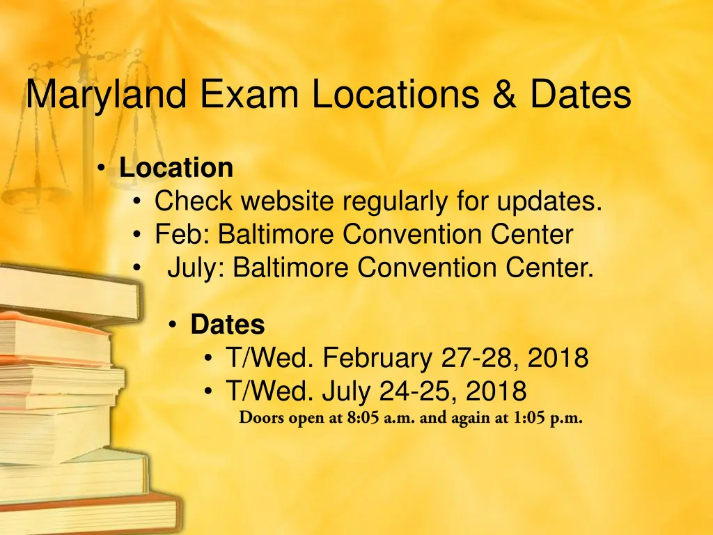 maryland exam locations dates