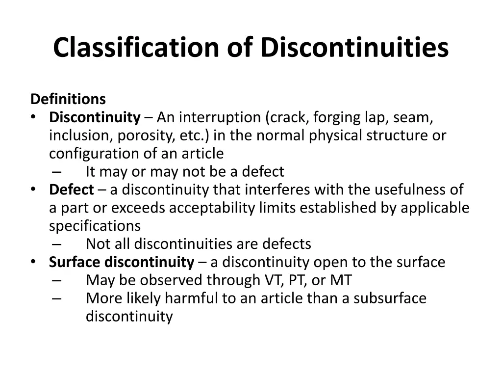 classification of discontinuities 1