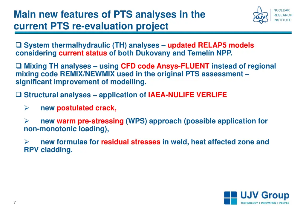 main new features of pts analyses in the current