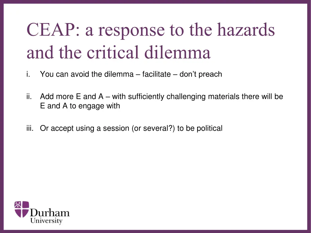 ceap a response to the hazards and the critical