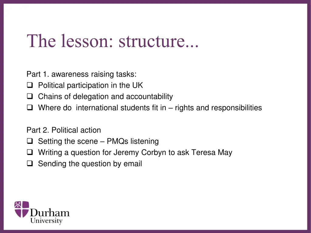 the lesson structure