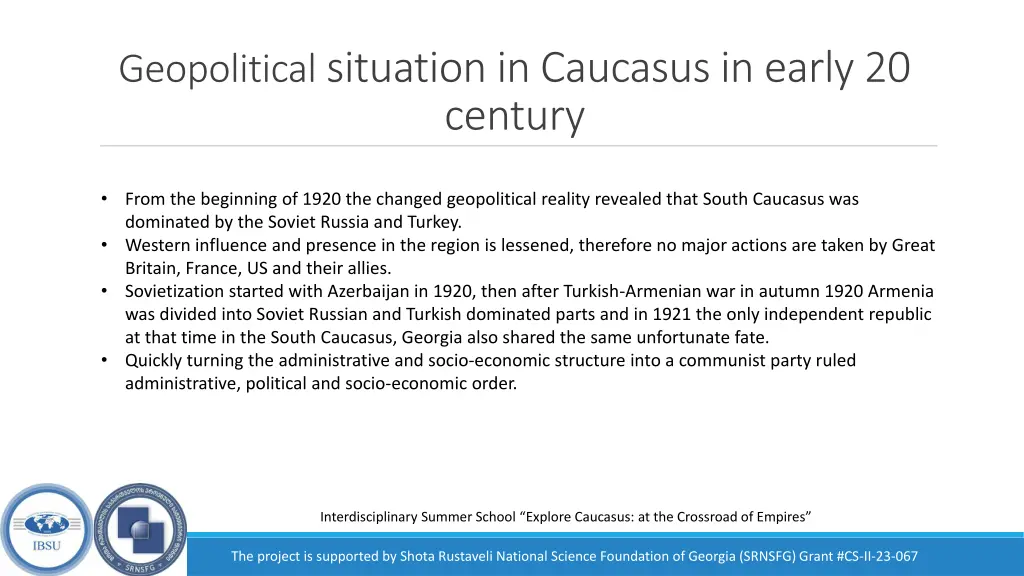 geopolitical situation in caucasus in early