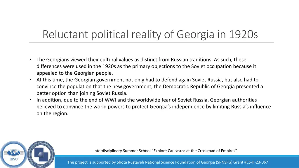 reluctant political reality of georgia in 1920s