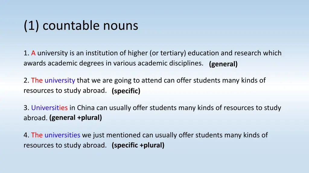 1 countable nouns