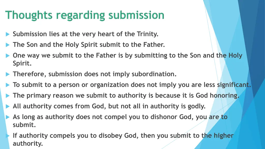 submission lies at the very heart of the trinity