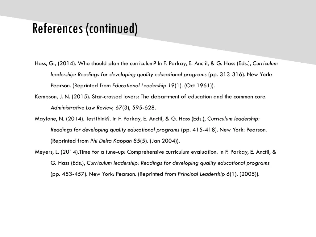 references continued
