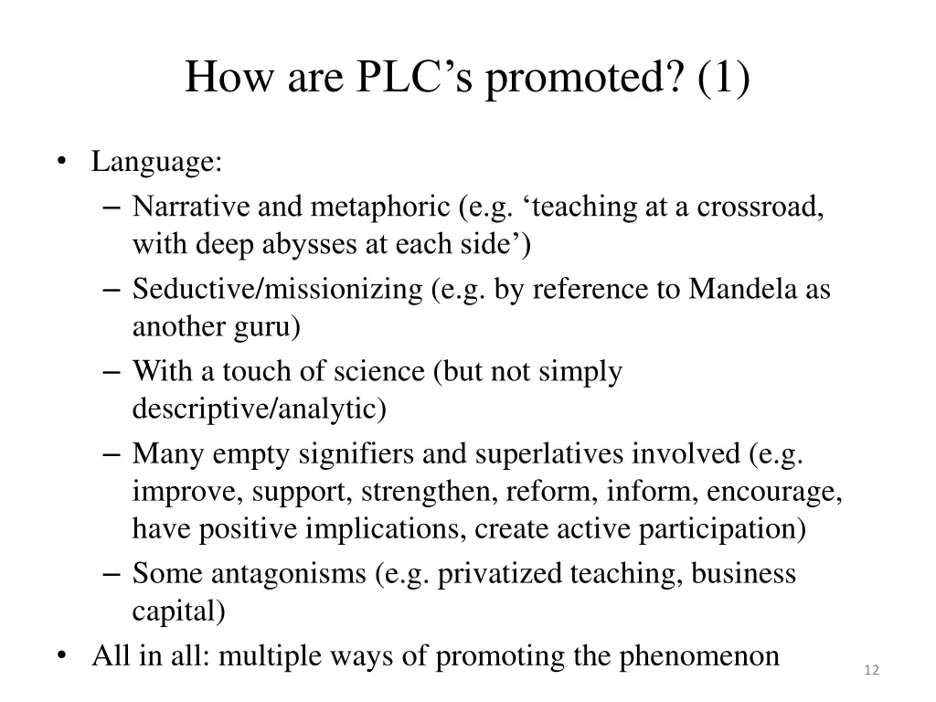 how are plc s promoted 1