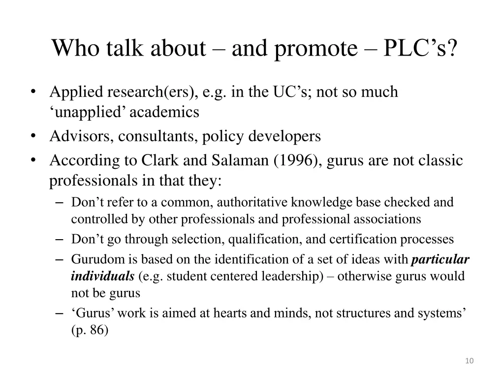 who talk about and promote plc s