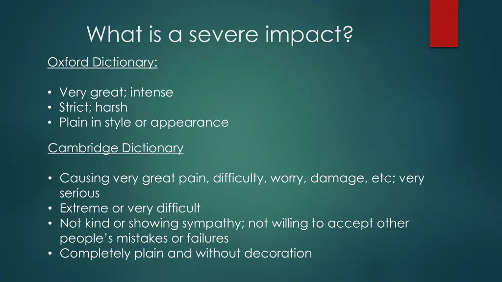 what is a severe impact