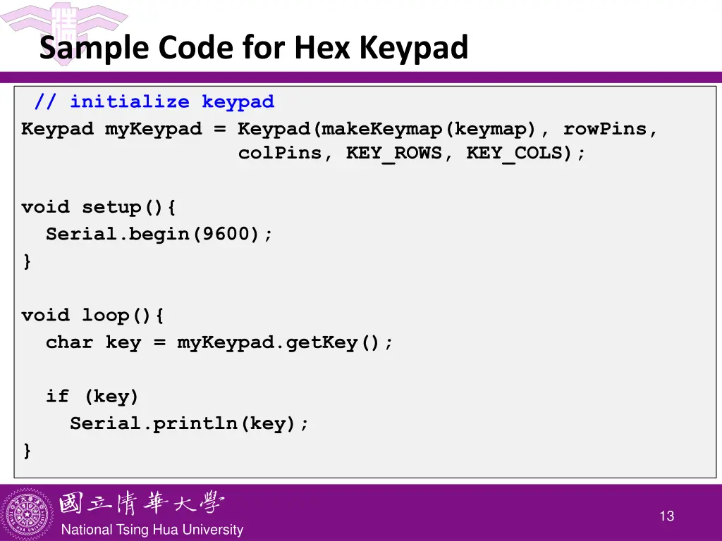 sample code for hex keypad 1