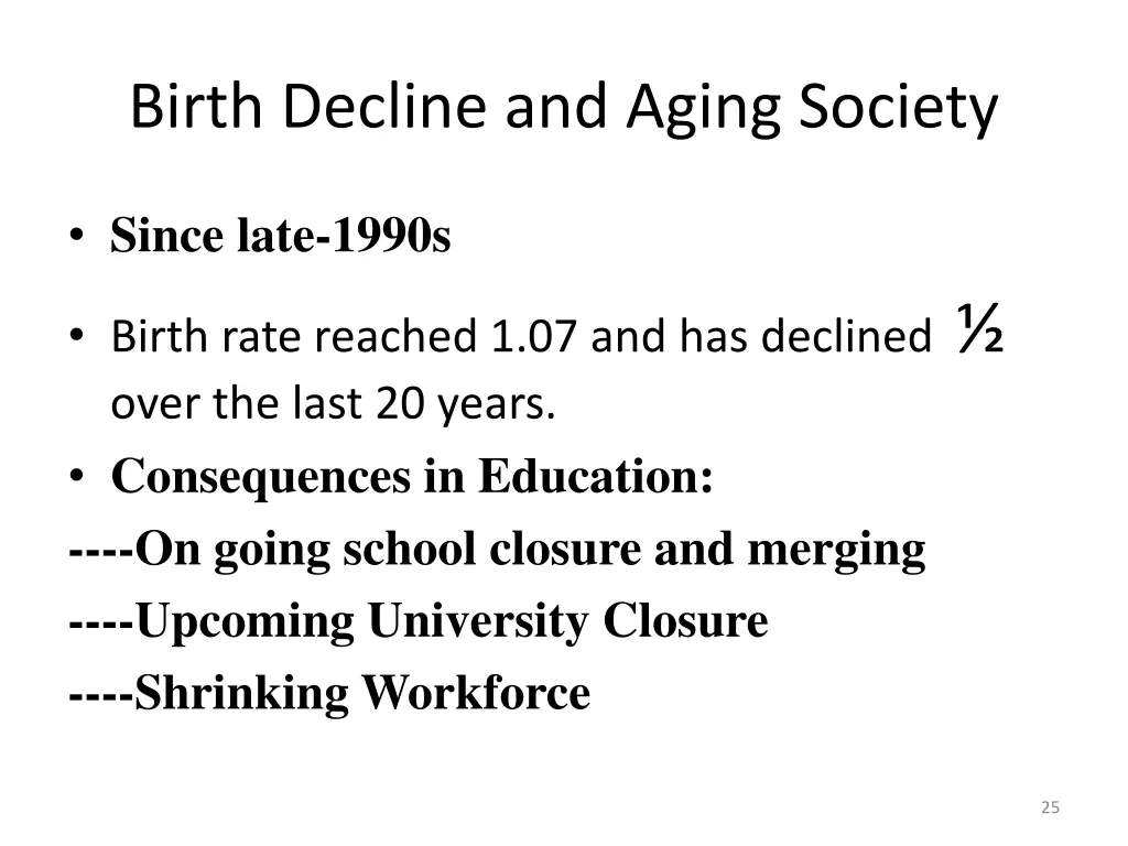 birth decline and aging society