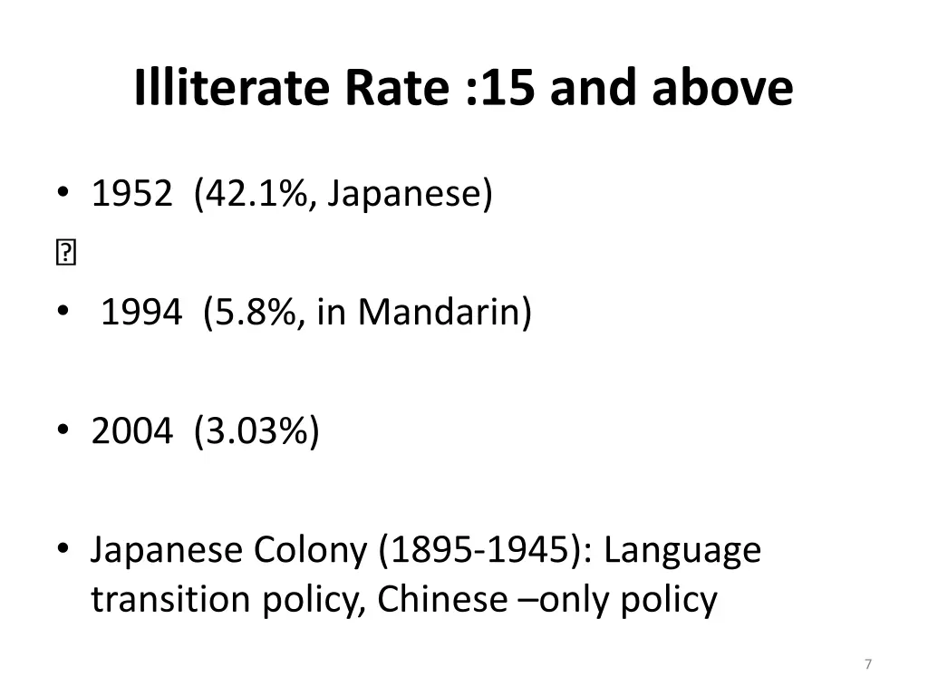 illiterate rate 15 and above