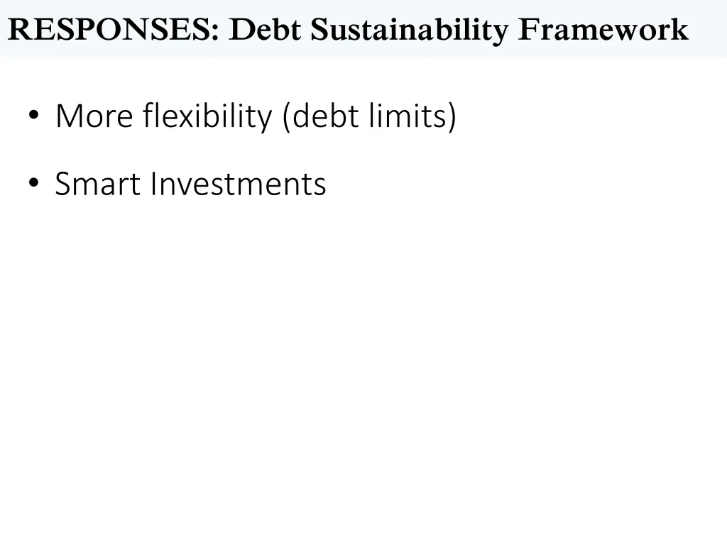 responses debt sustainability framework