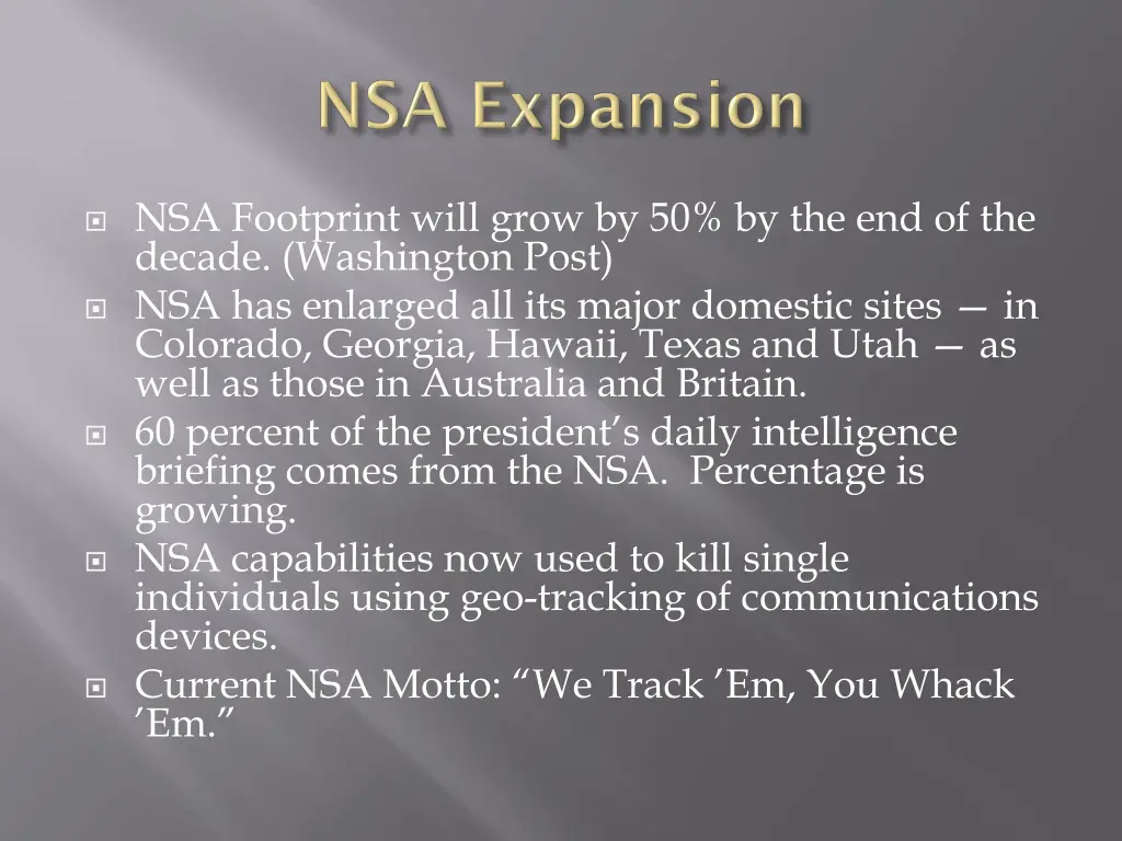 nsa footprint will grow