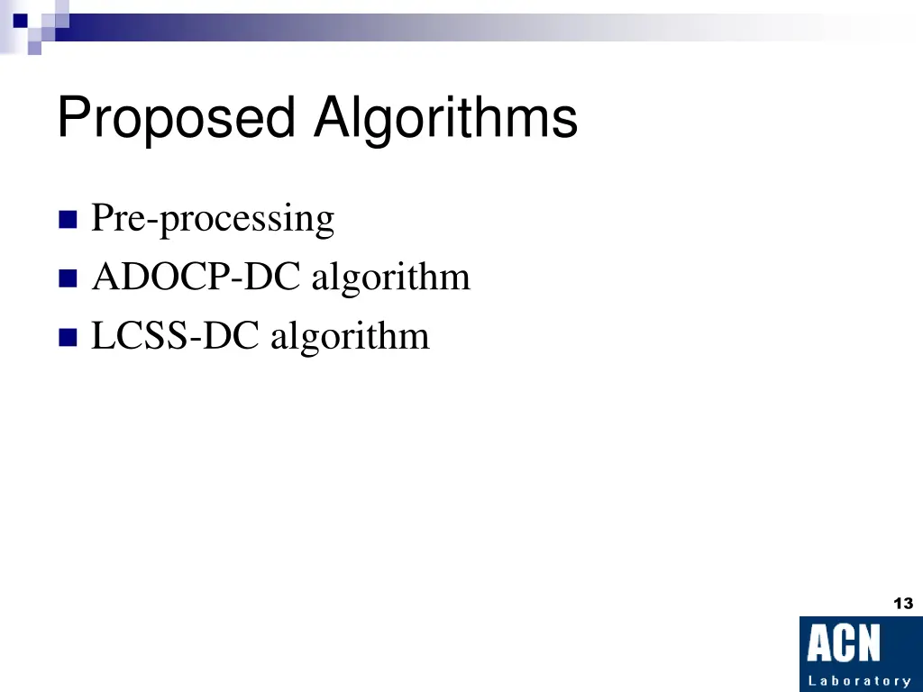 proposed algorithms