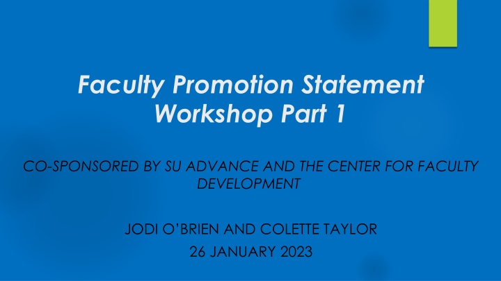 faculty promotion statement workshop part 1