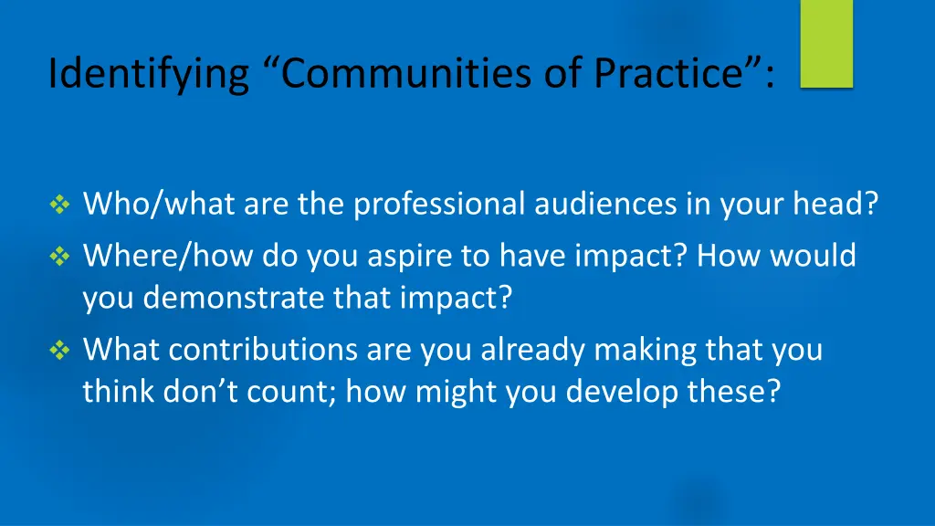 identifying communities of practice