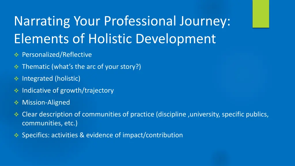 narrating your professional journey elements