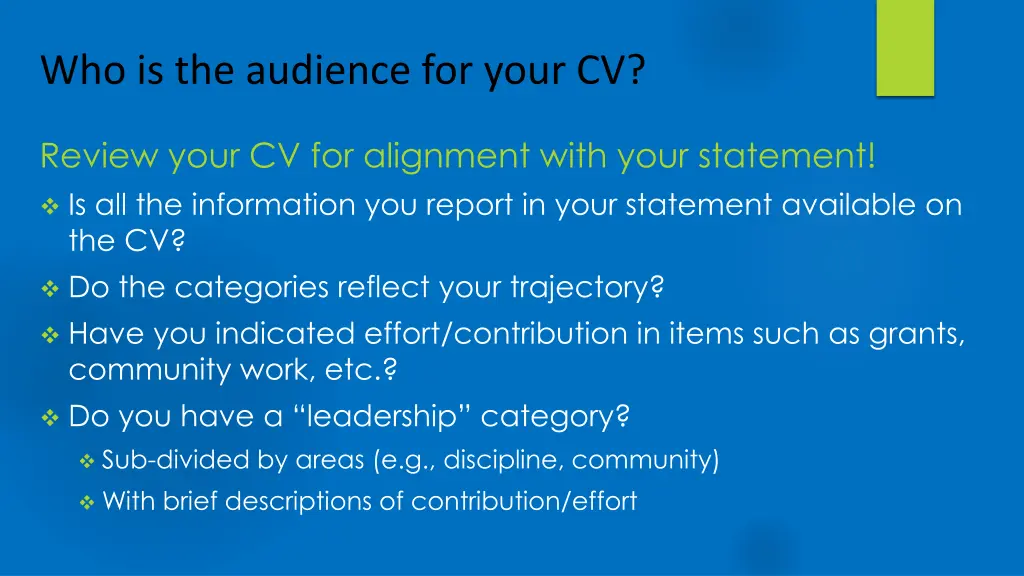 who is the audience for your cv