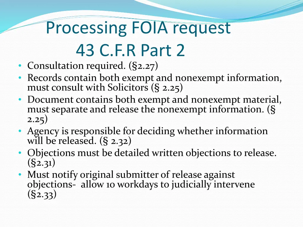 processing foia request 43 c f r part