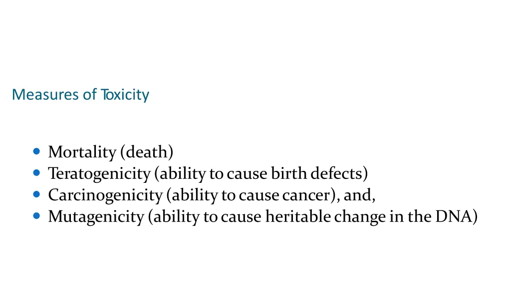 measures of t oxicity