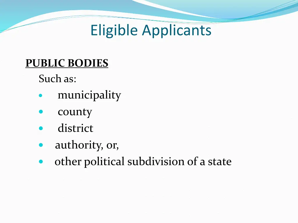 eligible applicants