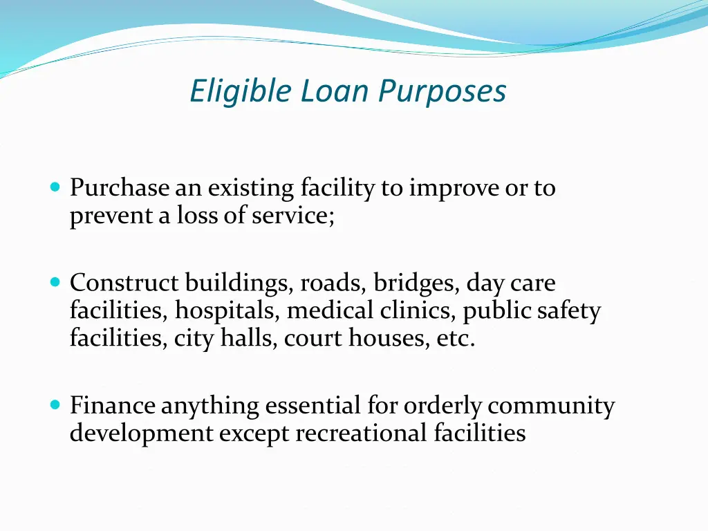 eligible loan purposes