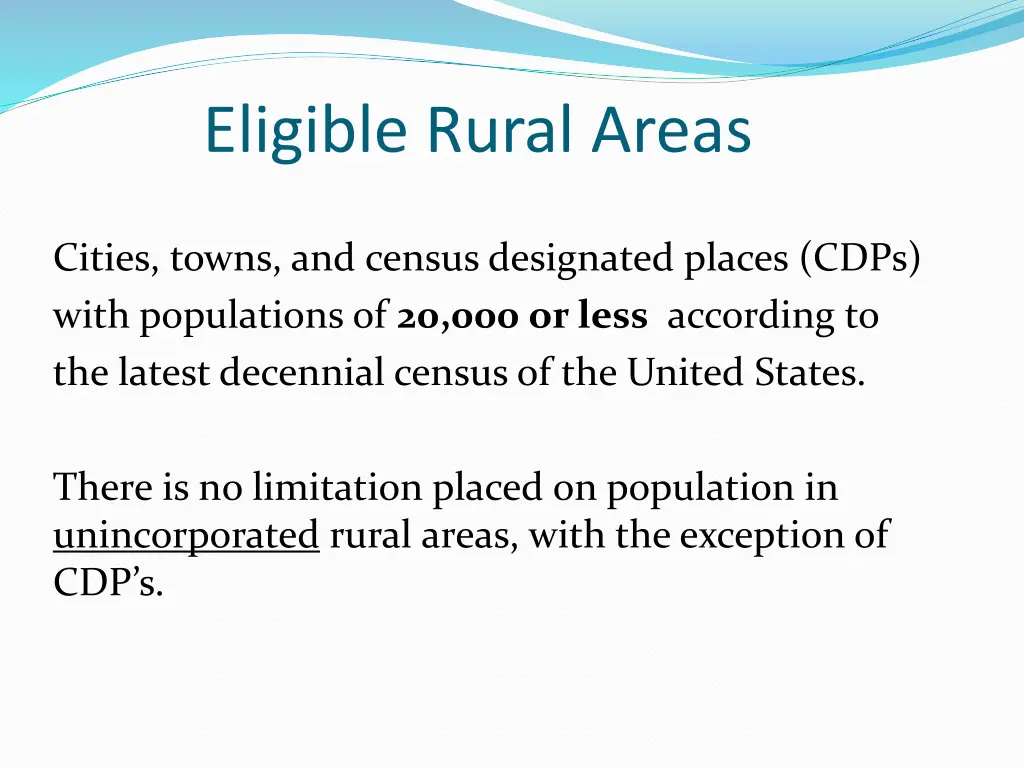 eligible rural areas