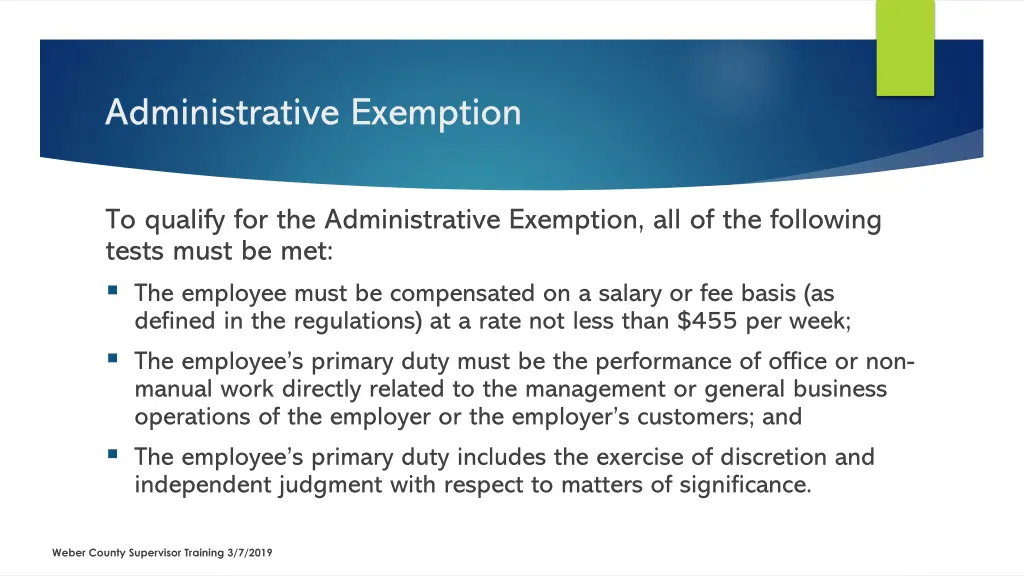 administrative exemption