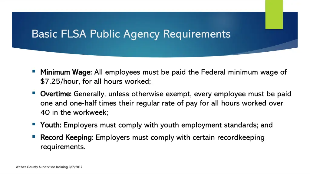 basic flsa public agency requirements