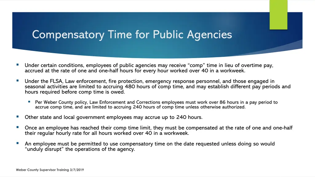 compensatory time for public agencies