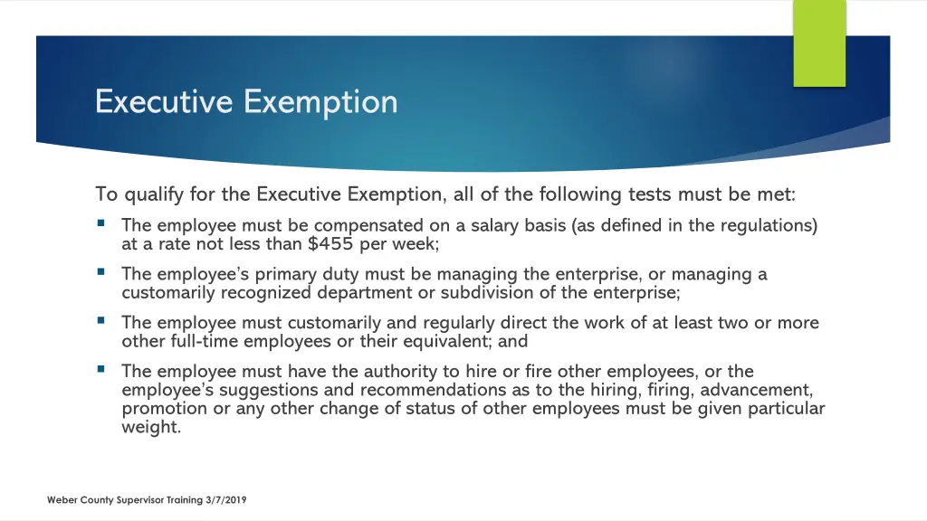 executive exemption