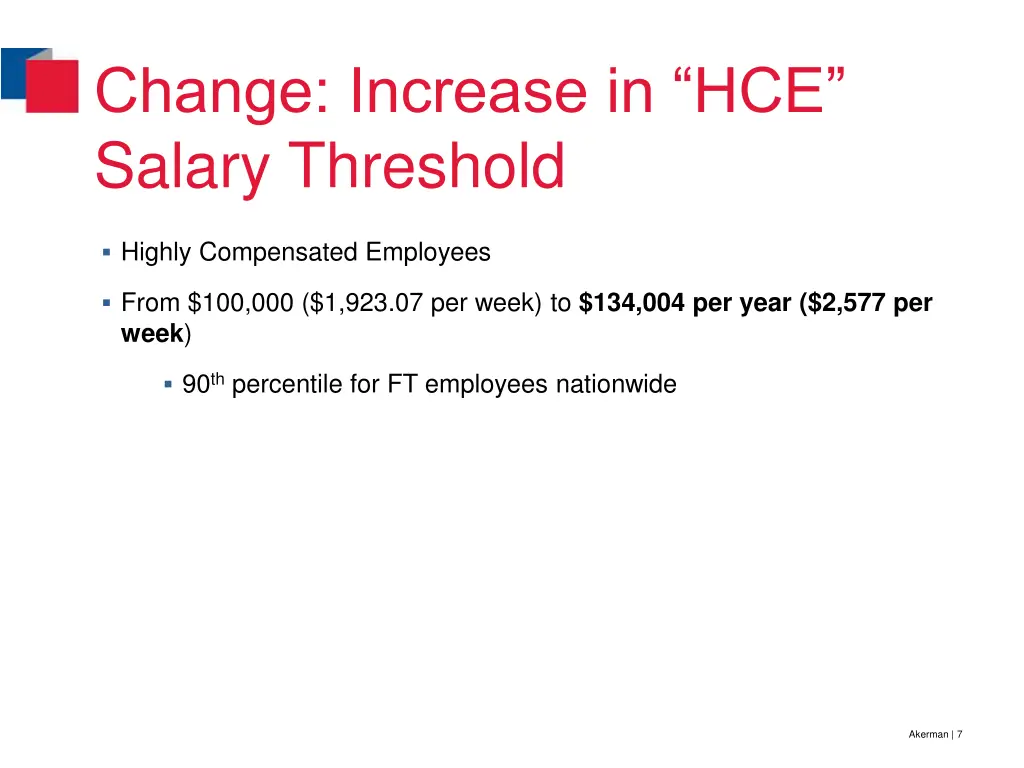 change increase in hce salary threshold